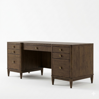 Clarksburg Mid‑Century Walnut Executive Desk