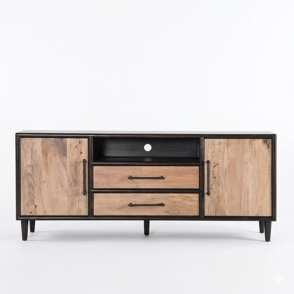 Lakeside Light White Wash 72 Inch TV Stand with UV‑Sealed Drawers