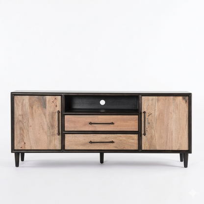 Lakeside Light White Wash 72 Inch TV Stand with UV‑Sealed Drawers