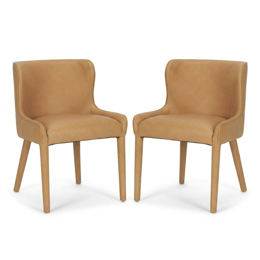 Nolan Full‑Leather Curved Back Dining Chair Set of 2