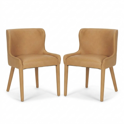 Nolan Full‑Leather Curved Back Dining Chair Set of 2