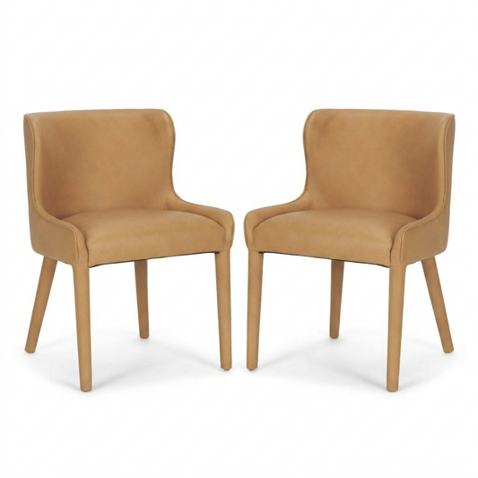 Nolan Full‑Leather Curved Back Dining Chair Set of 2
