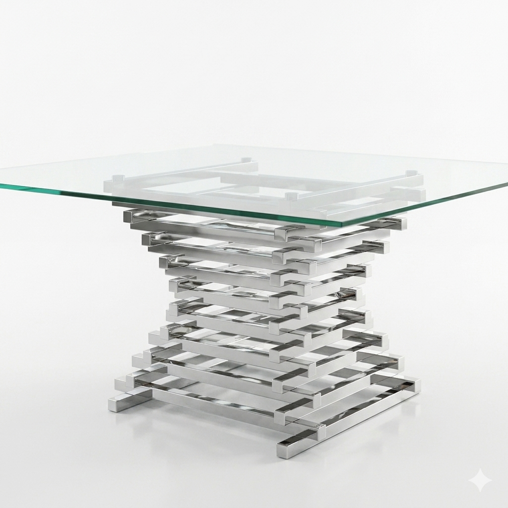 Crawford Clear Glass Square Dining Table