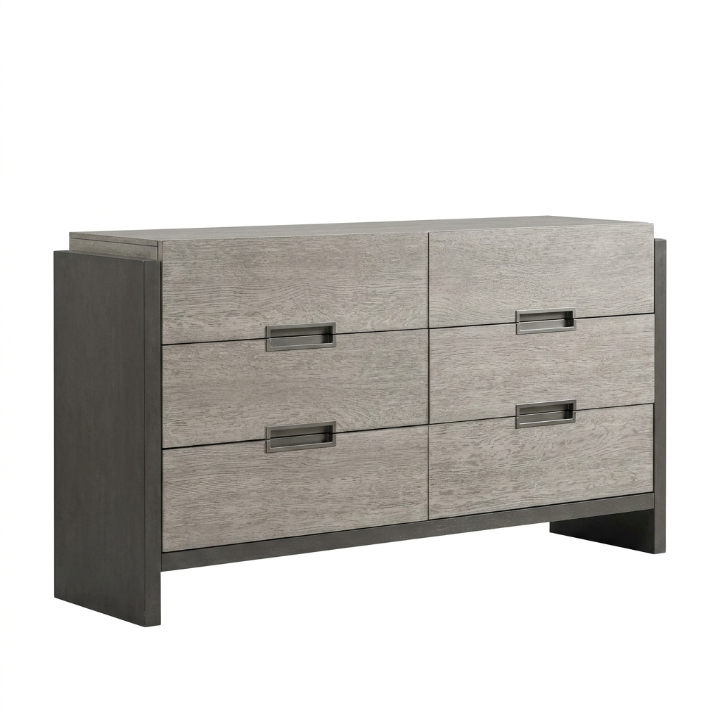Gristalt Stone Gray Bedroom Dresser with Bronze Recessed Pulls