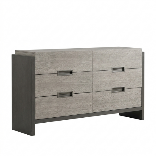 Gristalt Stone Gray Bedroom Dresser with Bronze Recessed Pulls