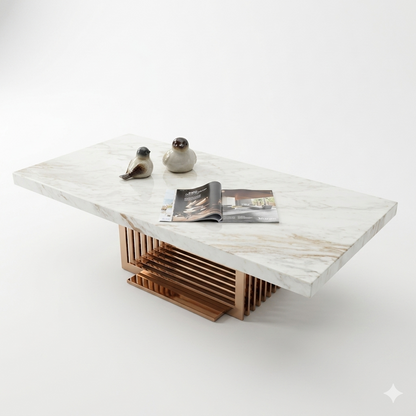 Kingsley Marble and Rose Gold Coffee Table