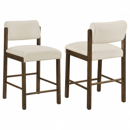 Kehoe Cream Upholstered Counter Height Chair with Walnut Frame Set of 2