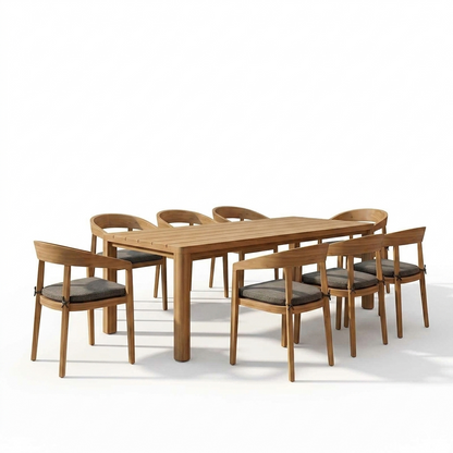 Evora Outdoor Eucalyptus Dining Table with 8 Sintra Chairs