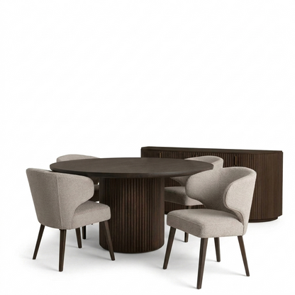 Terra Fluted Dining Table with Niles Chairs and Terra Sideboard