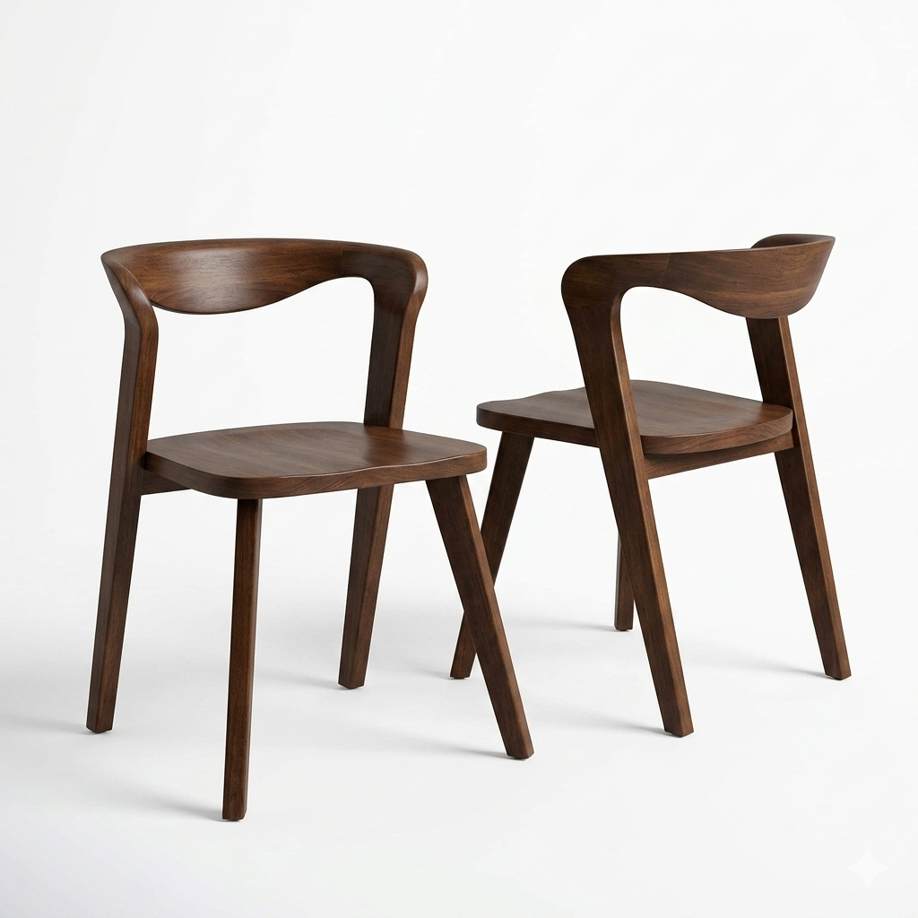 Romont Rich Walnut Dining Side Chair with Solid Wood Construction -Set of 2