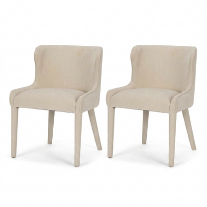 Nolan Armless Cream Chenille Wingback Dining Chair Set of 2