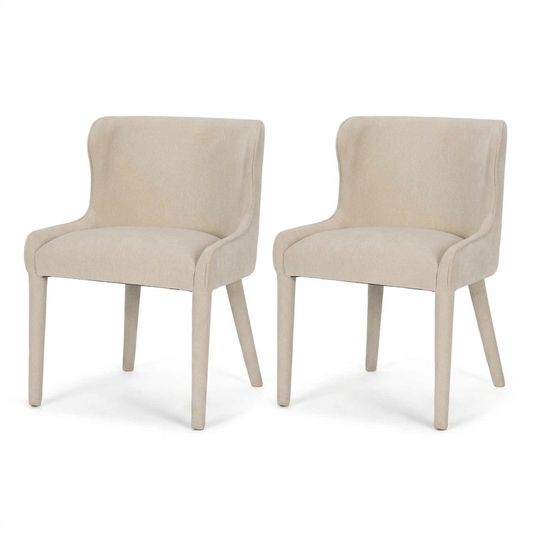 Nolan Armless Cream Chenille Wingback Dining Chair Set of 2