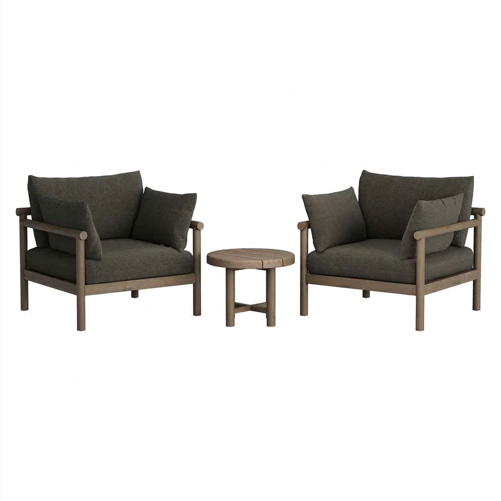 Eleni 3‑Piece Outdoor Teak Wood Lounge Set