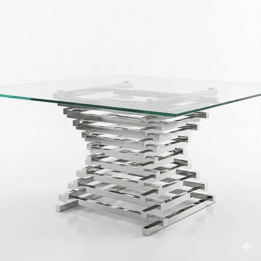 Crawford Clear Glass Square Dining Table