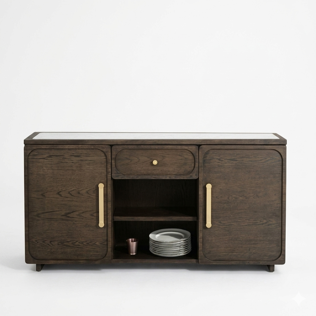 Vellara Dark Walnut Sideboard with Oversized Gold Pulls
