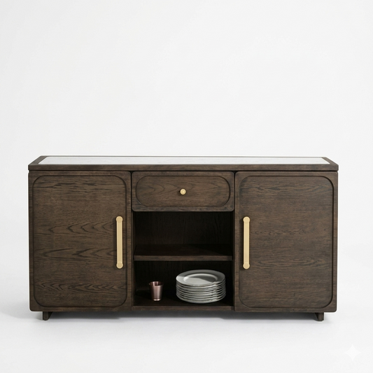Vellara Dark Walnut Sideboard with Oversized Gold Pulls