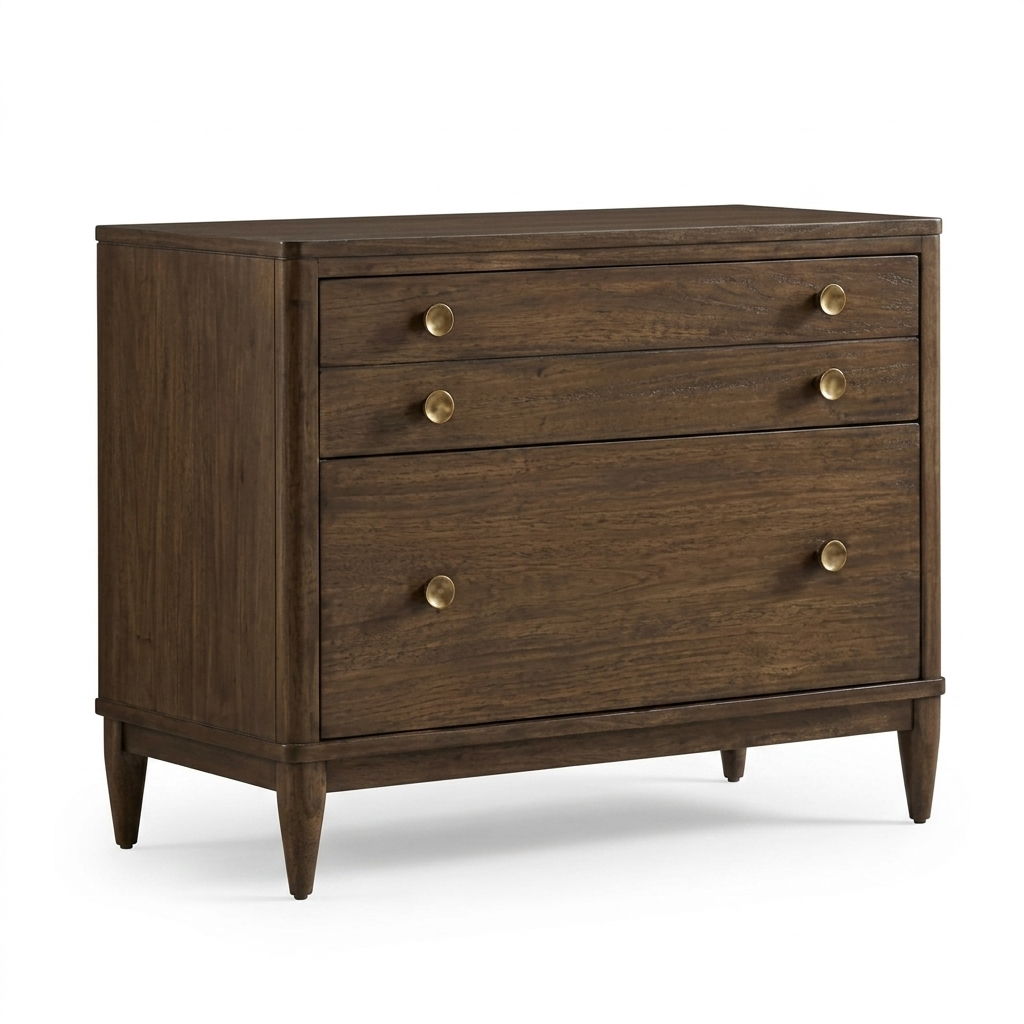Clarksburg Walnut File Cabinet with Rounded Edges