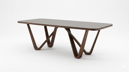 Nordby Rich Walnut Dining Table with Reversed Curve Corner Profile