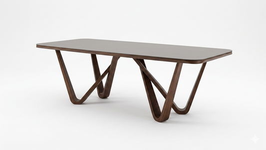 Nordby Rich Walnut Dining Table with Reversed Curve Corner Profile