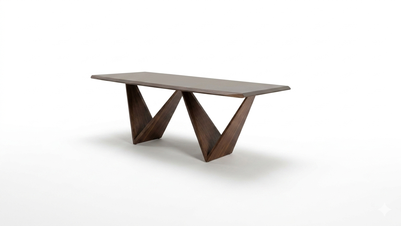Romont Rich Walnut Dining Table with Diamond‑Cut Profile Edge