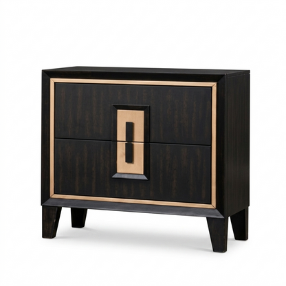 Kenyada Espresso Night Stand with Gold Accent Trim