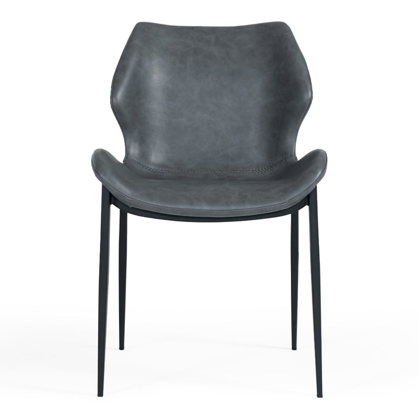 Instone Industrial Dark Grey Eco-Leather Dining Chair - Set of 2