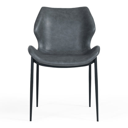 Instone Industrial Dark Grey Eco-Leather Dining Chair - Set of 2