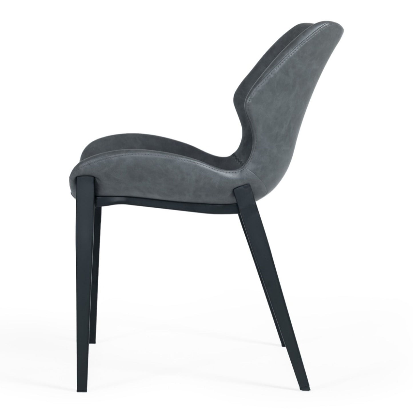 Instone Industrial Dark Grey Eco-Leather Dining Chair - Set of 2