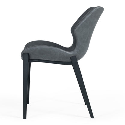Instone Industrial Dark Grey Eco-Leather Dining Chair - Set of 2