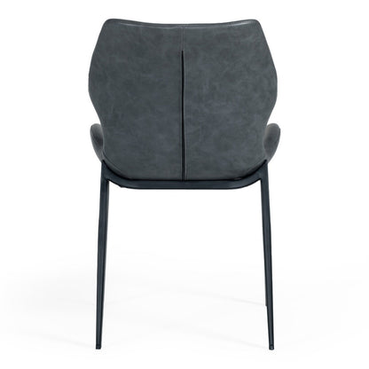 Instone Industrial Dark Grey Eco-Leather Dining Chair - Set of 2