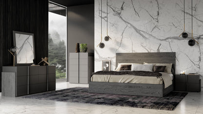 Lucia Italian Matte Grey and Elm Grey Bedroom Set