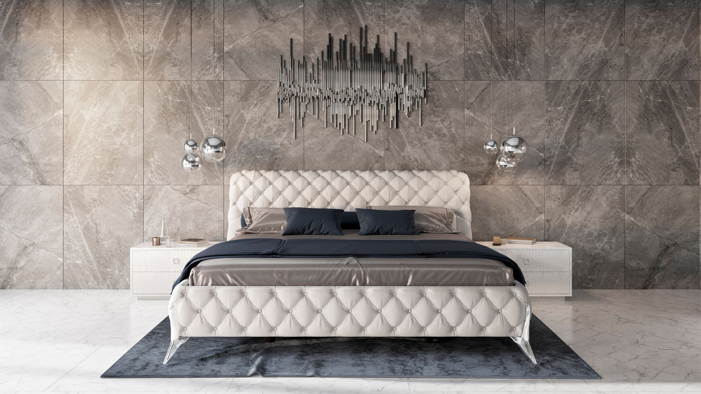 Legend White Bonded Leather Upholstered Platform Bed