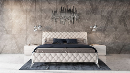 Legend White Bonded Leather Upholstered Platform Bed
