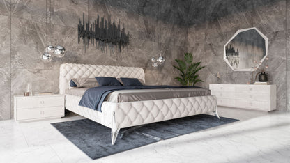 Legend White Bonded Leather Upholstered Platform Bed