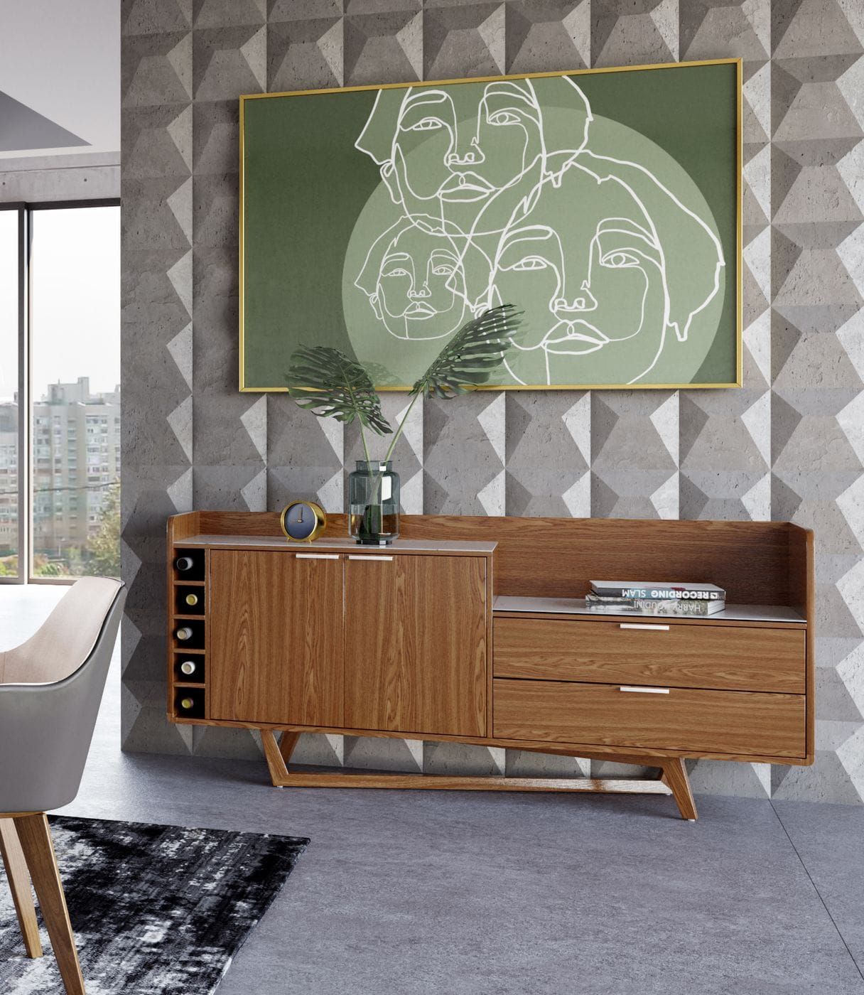 James Walnut & White 2-Door Buffet