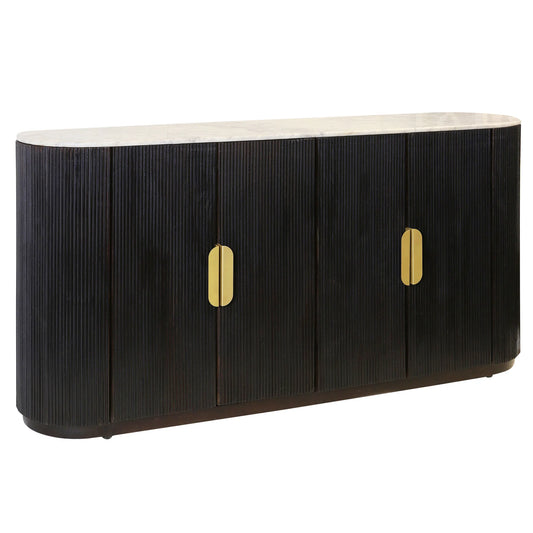 Dark Racetrack Four‑Door Oval Sideboard - Solid Mango Wood with Coco Finish