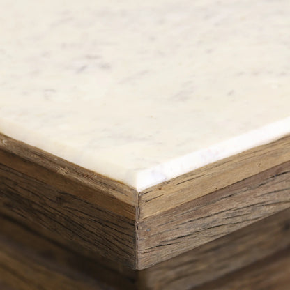 Trellis Coffee Table - Natural Reclaimed Wood with Marble Top