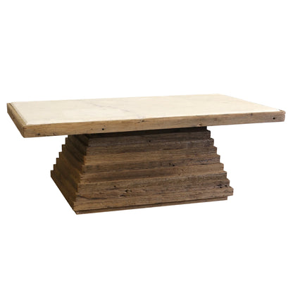 Trellis Coffee Table - Natural Reclaimed Wood with Marble Top