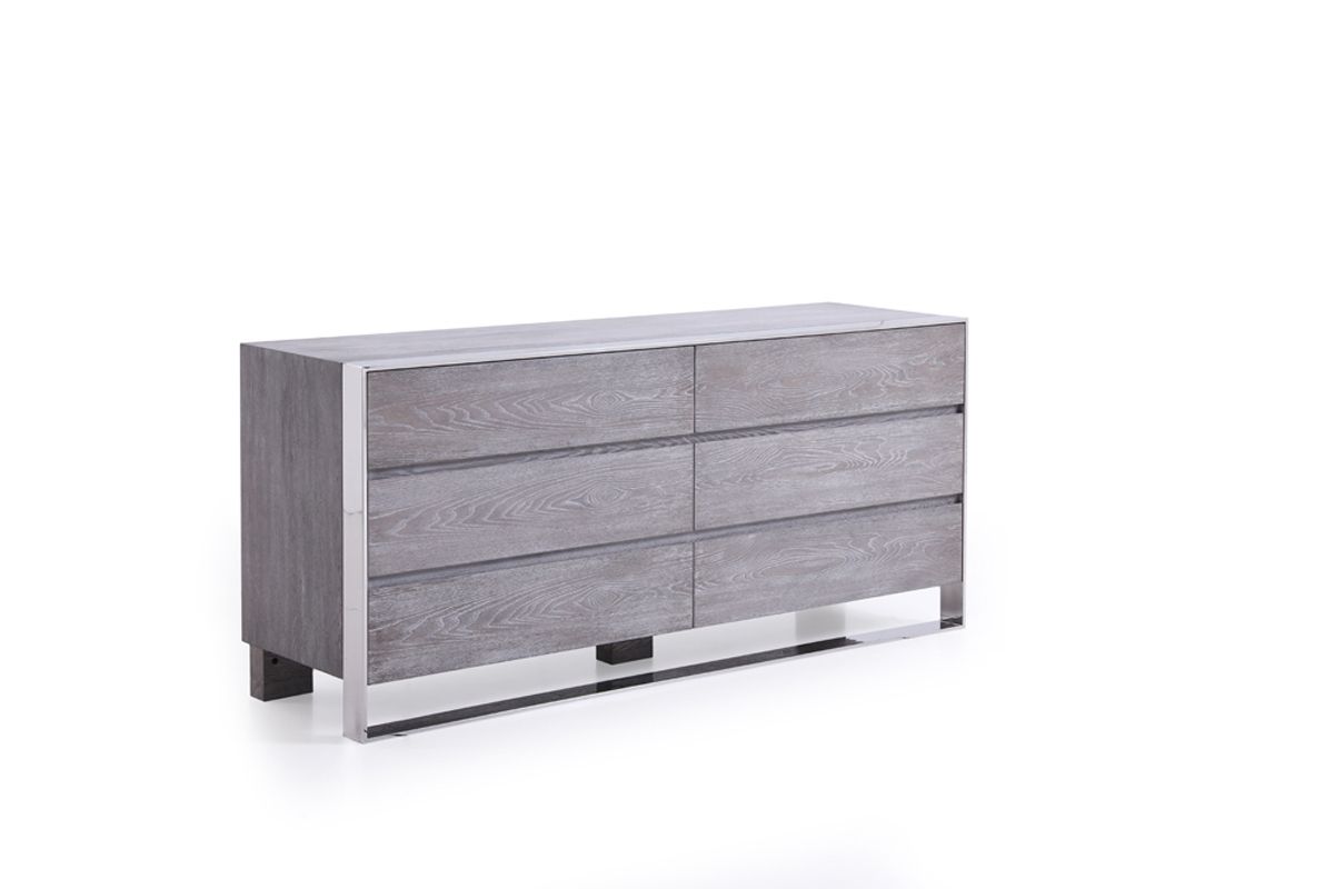 Arlene Grey Elm and Stainless Steel Bedroom Set