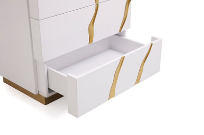 Aspen White and Gold 5 Soft-Closing Drawers Chest