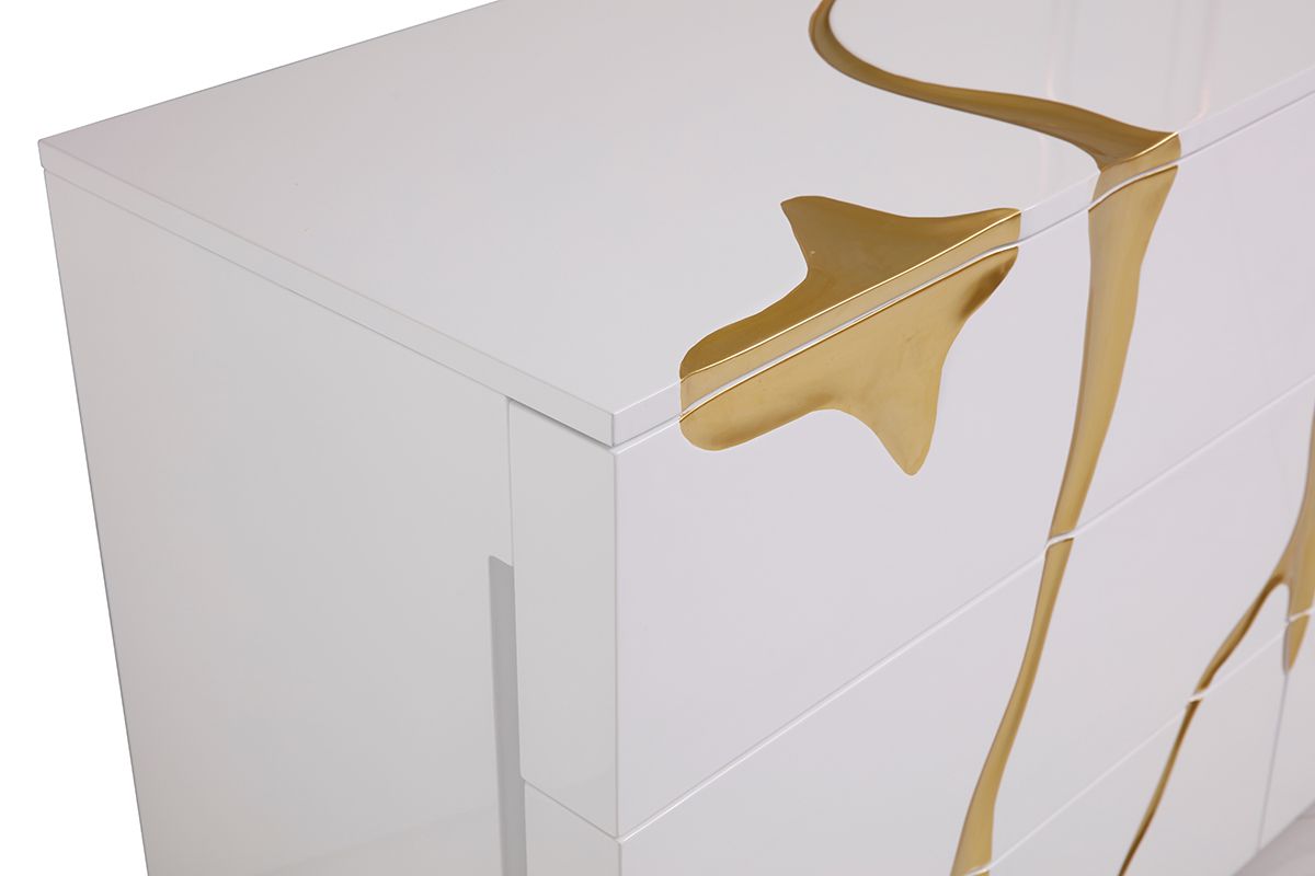 Modrest Aspen Modern Wide White and Gold Dresser