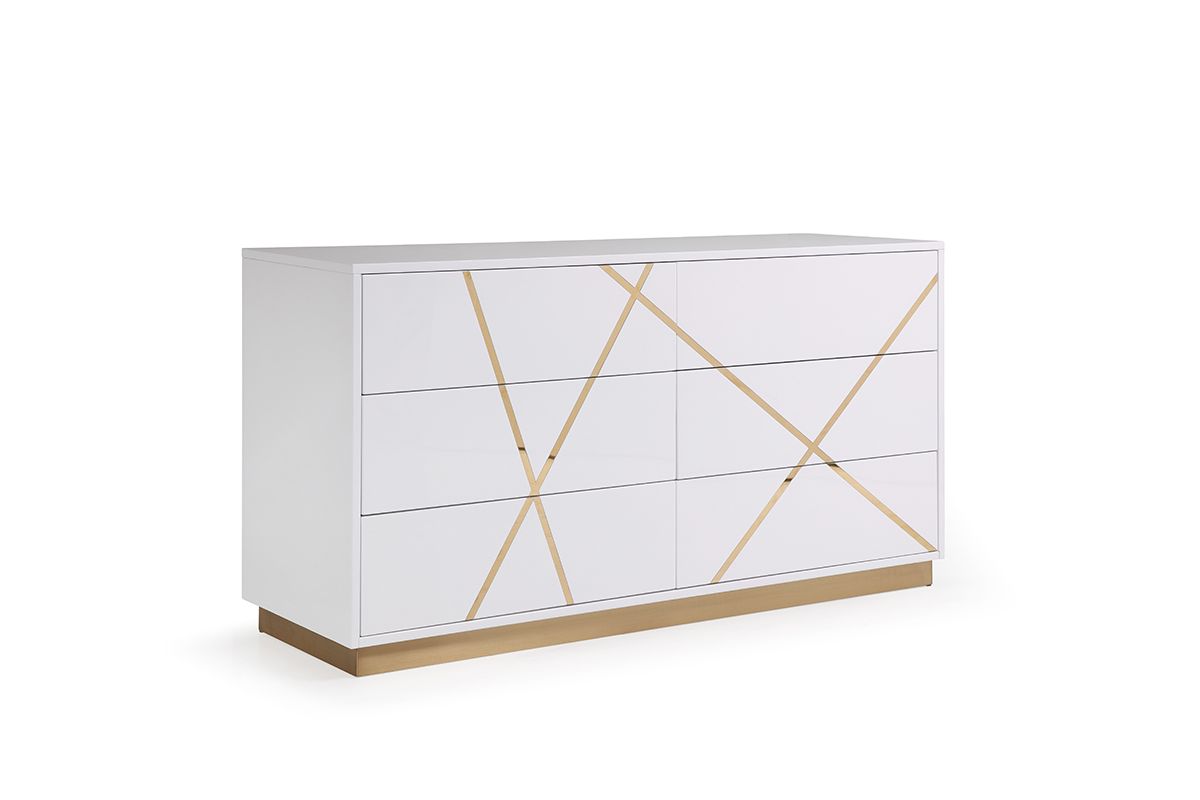 Modrest Nixa - Modern White + Gold Bedroom Set