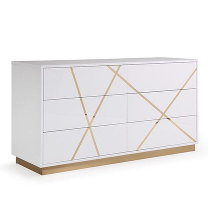 Nixa White High Gloss 6 Soft-Closing Drawers Dresser