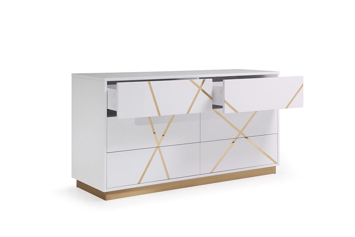 Modrest Nixa - Modern White + Gold Bedroom Set