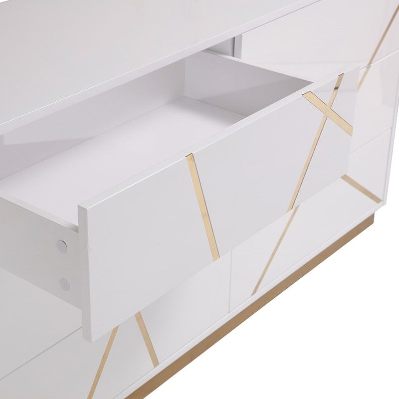 Nixa White High Gloss 6 Soft-Closing Drawers Dresser