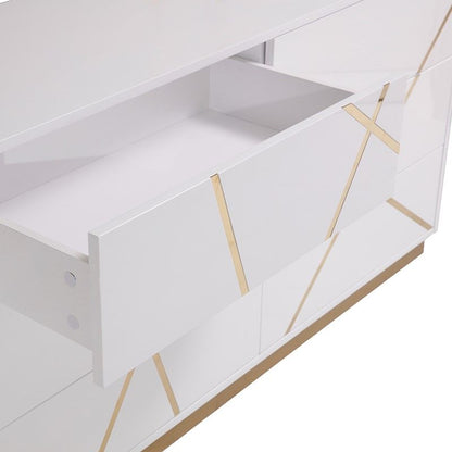 Nixa White High Gloss 6 Soft-Closing Drawers Dresser
