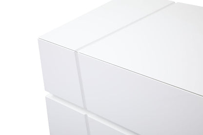 Chrysler White High Gloss 6‑Drawer Dresser with Polished Stainless Steel Leg