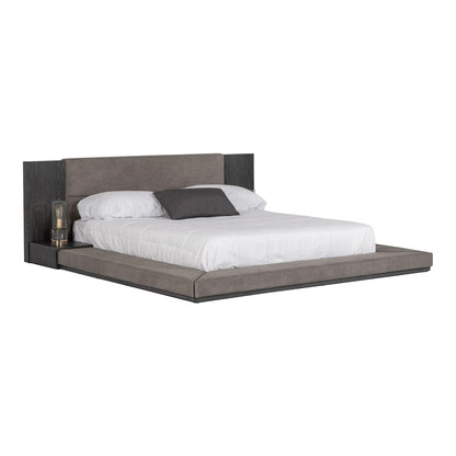 Jagger Grey Platform bed With Built In Nightstands
