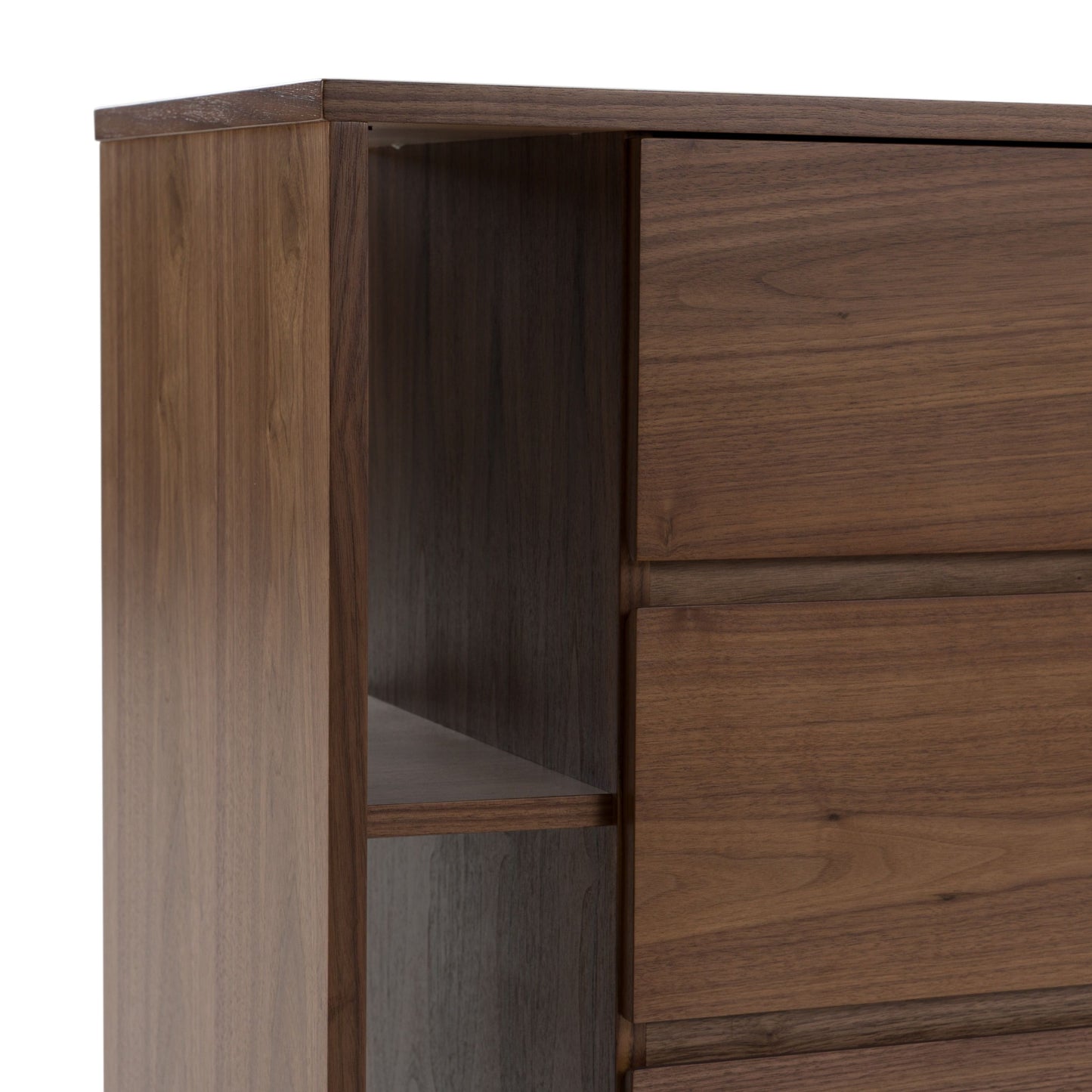 Jagger Walnut 6-Drawer Dresser with Built-in Bookshelves