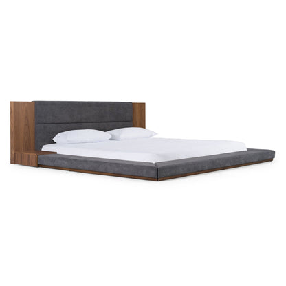 Jagger Dark Grey Fabric and Walnut Bedroom Set 5 Piece